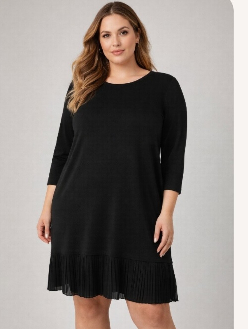 Michael Kors Black Long Sleeve Dress Size XL With Pleat Layer